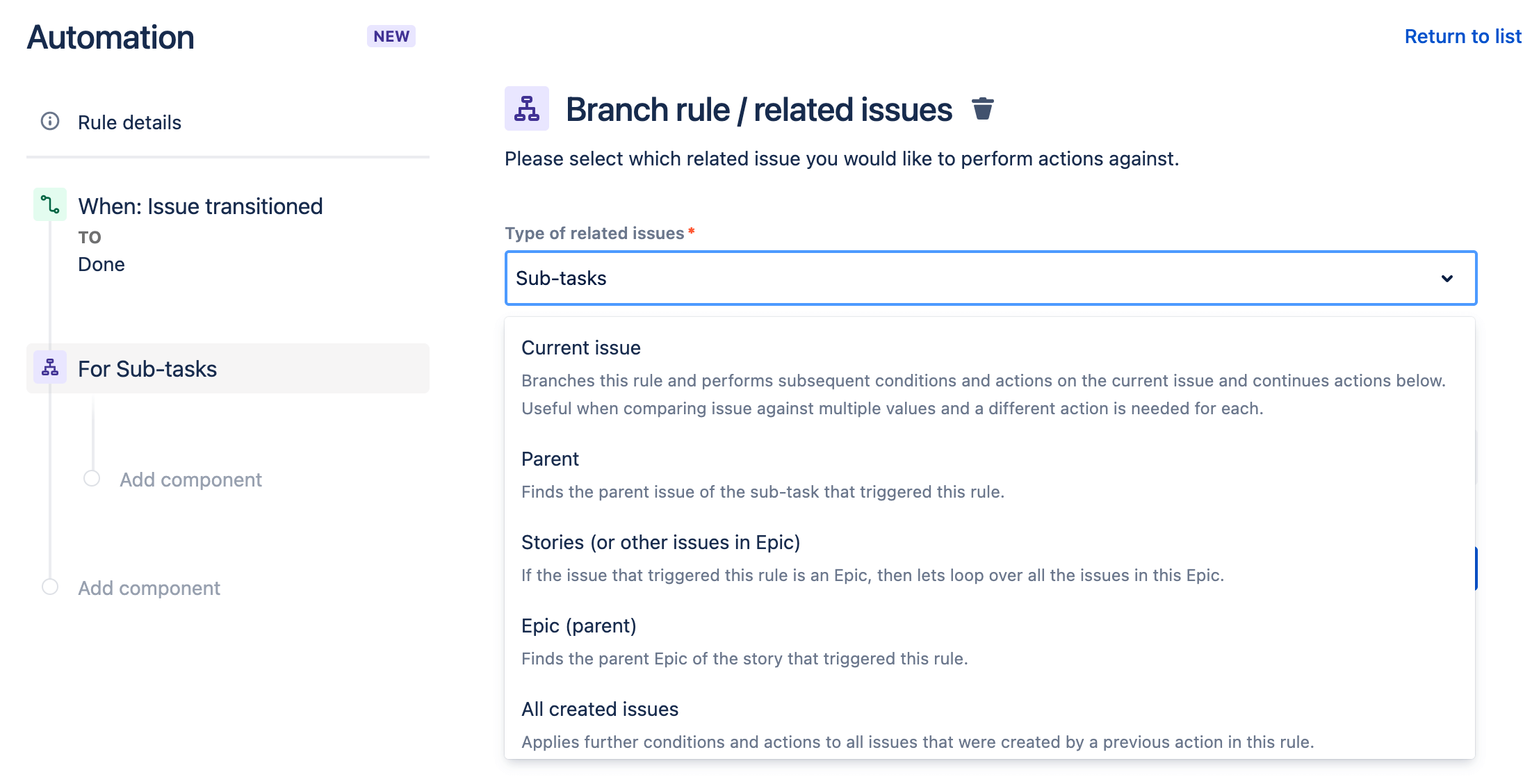 Règles de branche dans Jira Service Management