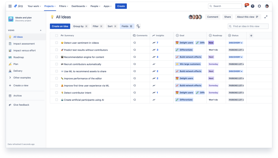 Screenshot di Allinea tutti i team