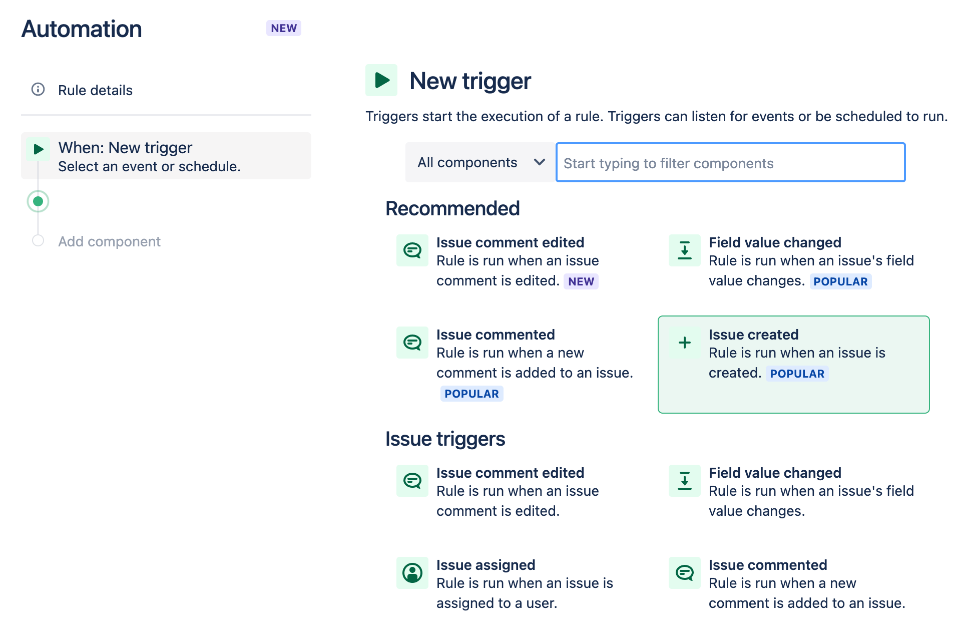 Définition des déclencheurs d'automatisation dans Jira Service Management