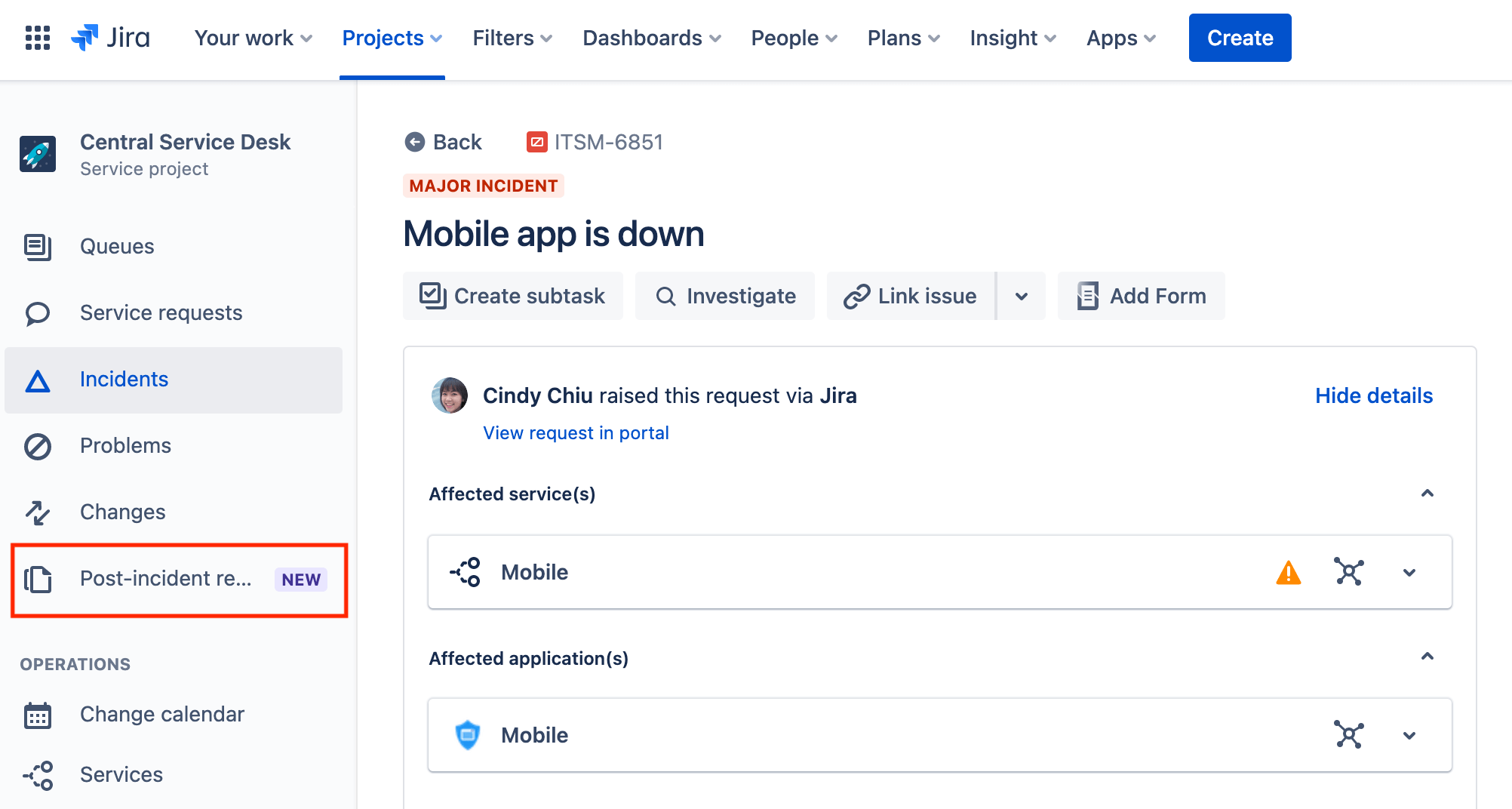 Accéder aux revues post-incident dans Jira Service Management